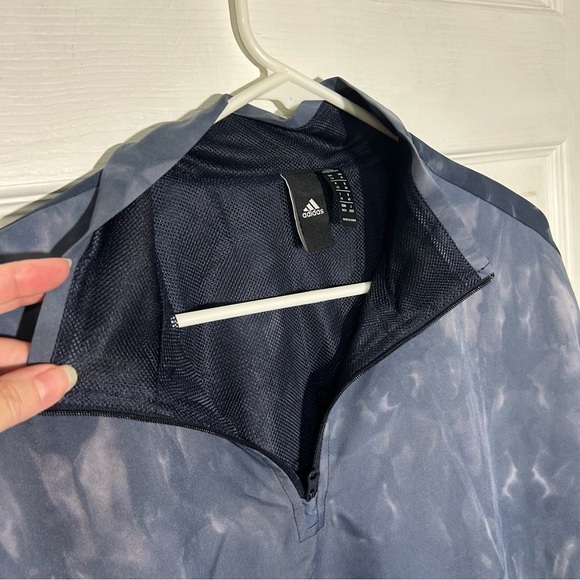 Adidas ID Windbreaker Blue Tie Dye Size Medium 1/4 Zip Pullover Cropped - Picture 14 of 16